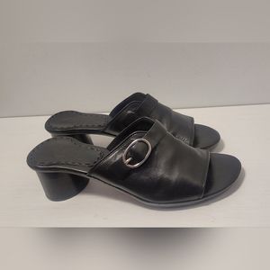 Cole Haan Black Genuine Leather Slide Heels and Buckle, Size 7B, Used Once